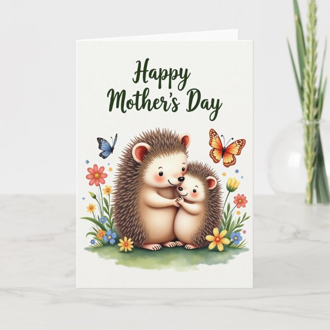 Joyful Hedgehog Mothers Day Card (Front)