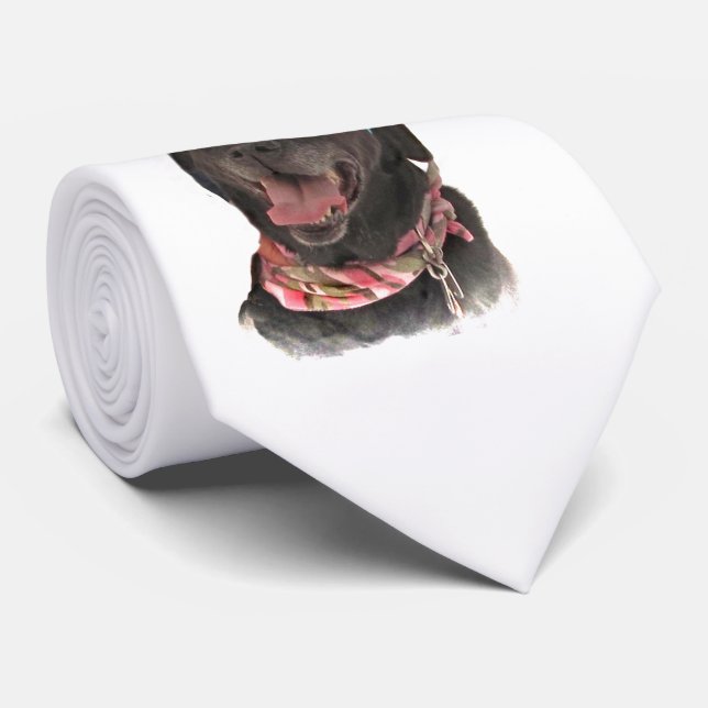 Joyful Holiday Black Labrador Retriever Dog Neck Tie (Rolled)