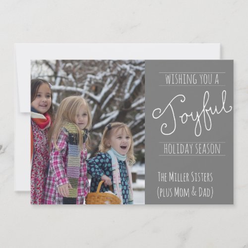 Joyful Holiday Modern Family Photo Folded Card