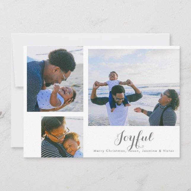 Joyful Holiday Photo Card in White (Front)