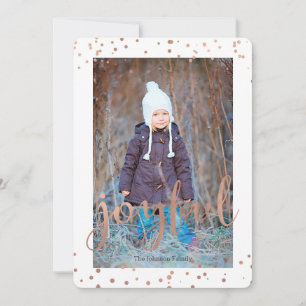 Joyful Holiday Rose Gold Foil Photo Card