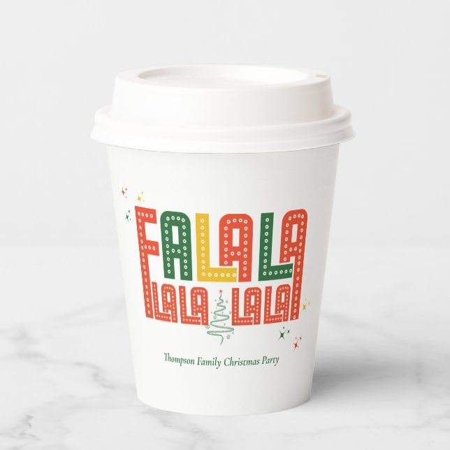 Joyful Holiday Season Choir Carols Retro Christmas Paper Cups (Front)