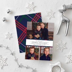 Joyful Holiday Tartan Plaid Photo Collage  Card