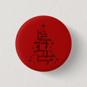 Joyful Holiday Tree - Typography Art Festive Words Button