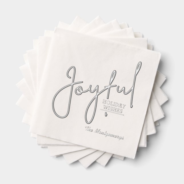 Joyful Holiday Wishes Foil Stamped Napkins (Insitu (Stacked))