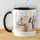 Joyful Holidays Modern Simple Colorful Fun Holiday Mug<br><div class="desc">Design is composed of simple serif and sans serif typography. Add a custom photo and family name and year.</div>
