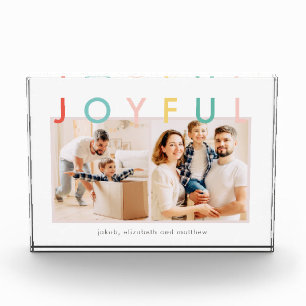 Joyful Holidays Modern Simple Colorful Fun Holiday Photo Block