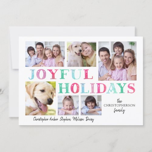 JOYFUL HOLIDAYS Pastel 6 Photo Collage Holiday Card