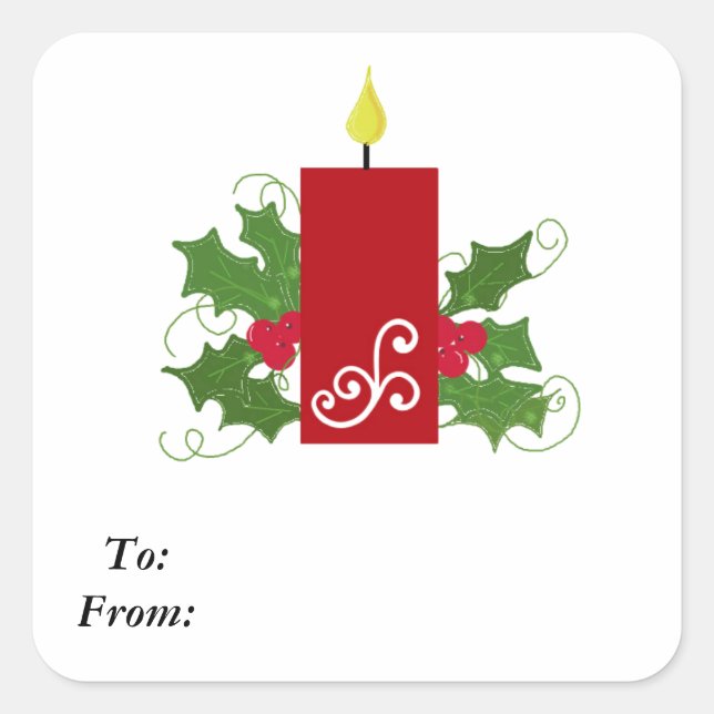 Joyful Holly Christmas Centerpiece Square Sticker (Front)
