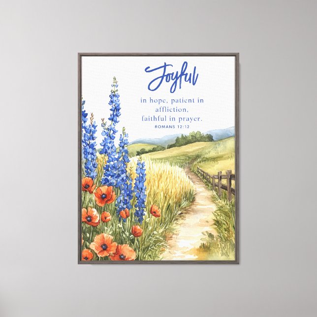 Joyful in Hope Landscape Bible Verse Canvas Print (Front)