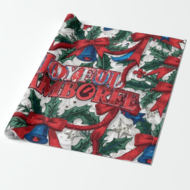 Joyful Jamboree Maximalist Holiday Wrapping Paper (Unrolled)