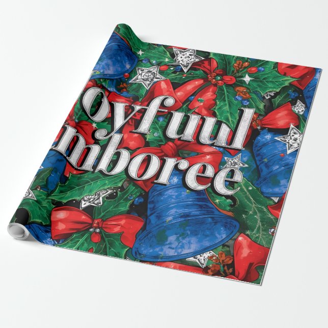 Joyful Jamboree Maximalist Holiday Wrapping Paper (Unrolled)
