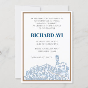 Joyful Jerusalem Bar Mitzvah Invitation Card