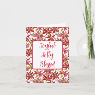 Joyful Jolly Blessed Poinsettia Holiday Card