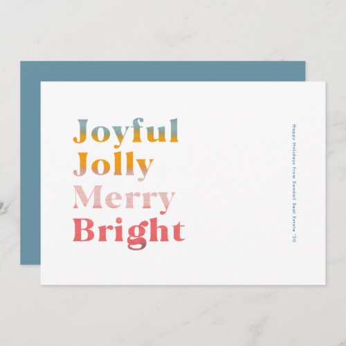 Joyful Jolly Merry Bright Cheerful Holiday Card