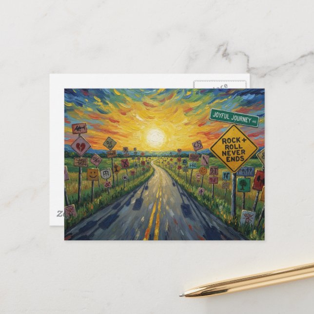 Joyful Journey Ave Rock and Roll Never Ends Postcard (Front/Back In Situ)