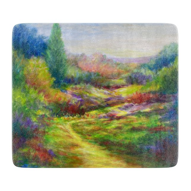 Joyful Journey-Colorful and Whimsical Landscape Cutting Board (Front)