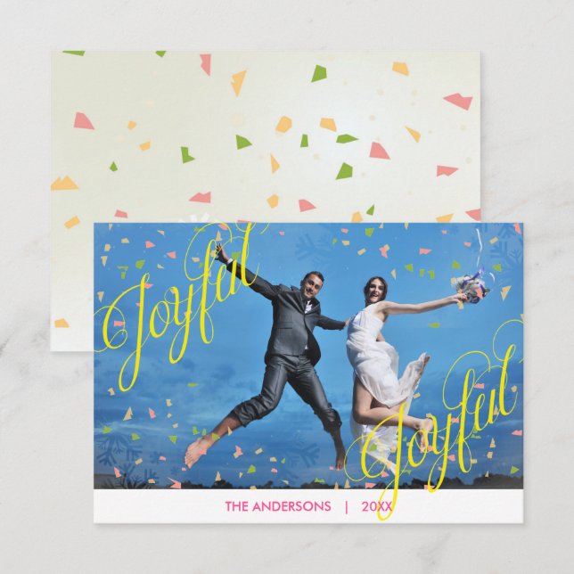 Joyful Joyful Confetti Photo - 3x5 Christmas Card (Front/Back)
