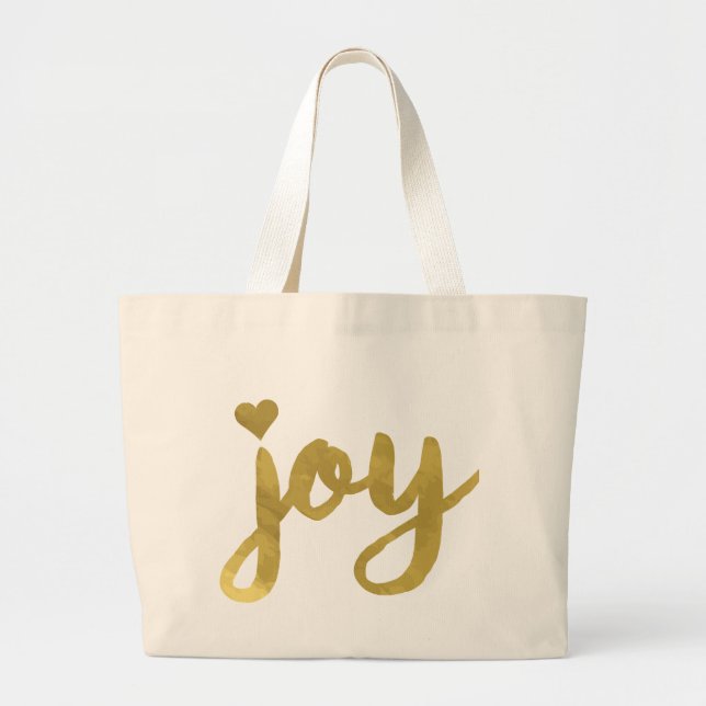 Joyful Joyful I've Got Joy Full of Joy Gold Art Large Tote Bag (Front)