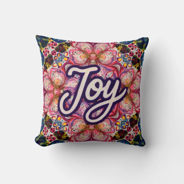 Joyful Kaleidoscope Floral Art Pillow (Front)