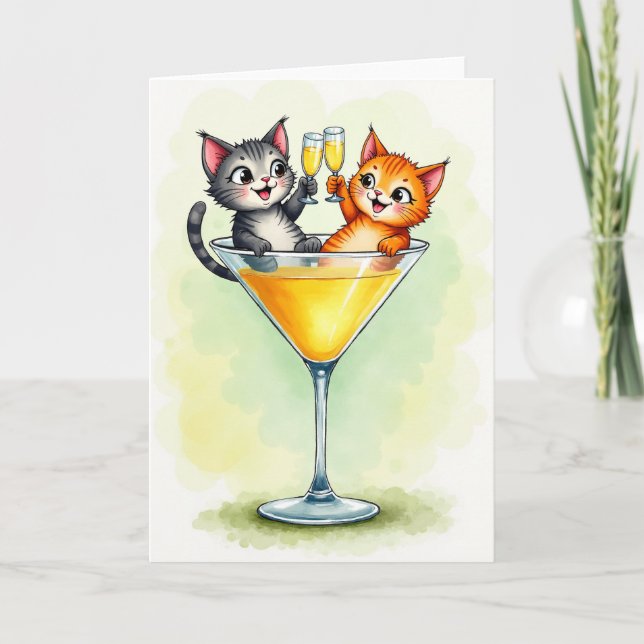 Joyful Kitten Glass Card (Front)