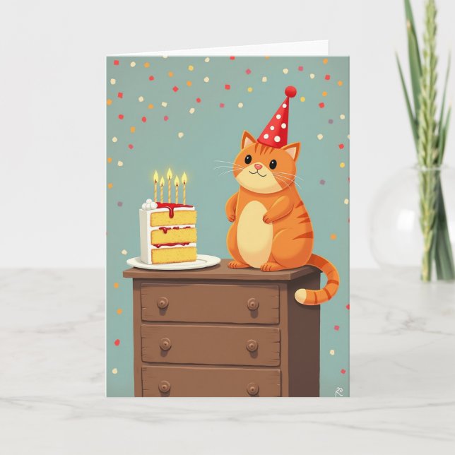 Joyful Kitty Birthday Card (Front)
