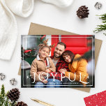 Joyful Landscape Framed Christmas Photo Holiday Card<br><div class="desc">Send a holiday card that feels warm, modern, and truly JOYFUL. A clean double-line frame spotlights your favorite family photo, with elegant typography and subtle sparkle accents for a festive finish. The sweet “Merry Christmas” sentiment makes it perfect for sharing heartfelt cheer with everyone on your list. Includes a classic...</div>