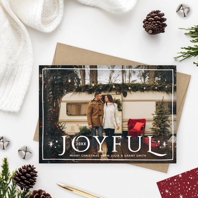 Joyful Landscape Framed Christmas Photo Holiday Card (Creator Uploaded)