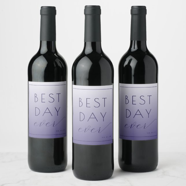 Joyful Lavender Calligraphy Wine Label