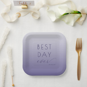 Joyful Lavender Gradient Calligraphy Paper Plates