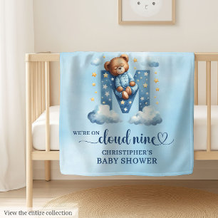 Joyful Letter M Cloud Nine Teddy Bear Baby Blanket