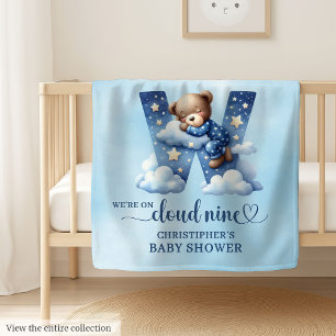 Joyful Letter W Baby Boy Personalized Cloud Nine Baby Blanket