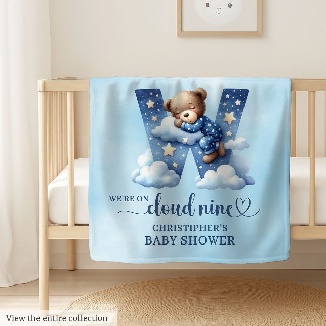 Joyful Letter W Baby Boy Personalized Cloud Nine Baby Blanket (Joyful Letter W Baby Boy Personalized Cloud Nine baby blanket )