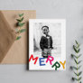 Joyful Lettering Shiny Silver Photo Foil Holiday Card