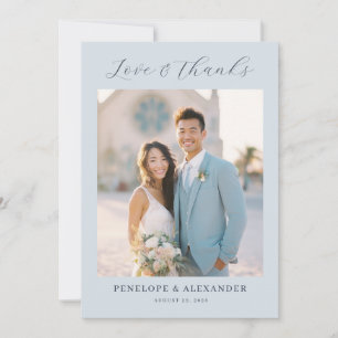 Joyful Light Blue Romantic Photo Thank You Card