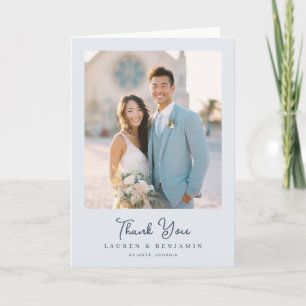 Joyful Light Blue Romantic Photo Thank You Card