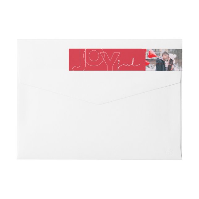 Joyful Lines Big Red Dot Modern Typography Photo Wrap Around Label (Back)