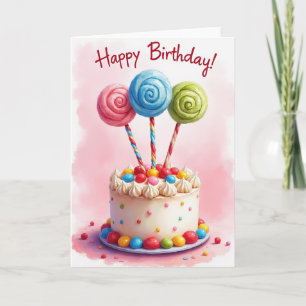 Joyful Lollipop Cake Card