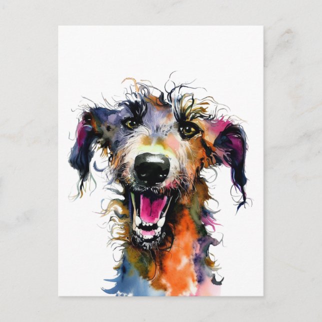 Joyful Lurcher | Colorful lurcher design | Happy H Postcard (Front)