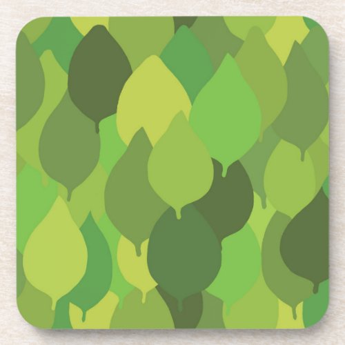 Joyful Lush Leaves _ seamless surface pattern  Beverage Coaster