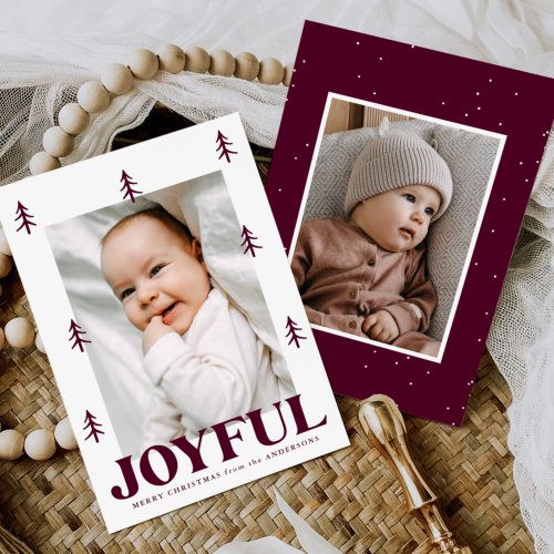 Joyful Merlot Trees 2 Photo Holiday Card