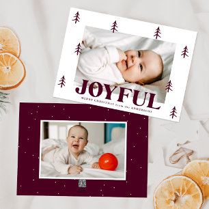 Joyful Merlot Trees 2 Photo Holiday Card