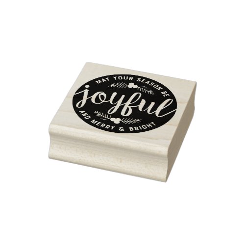 Joyful Merry And Bright Christmas Rubber Stamp