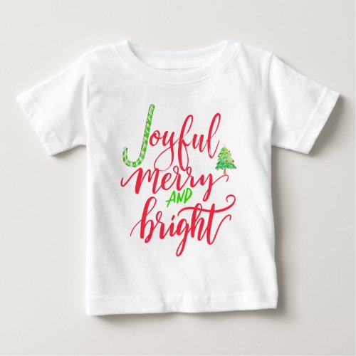 Joyful merry and bright red typography script baby T_Shirt