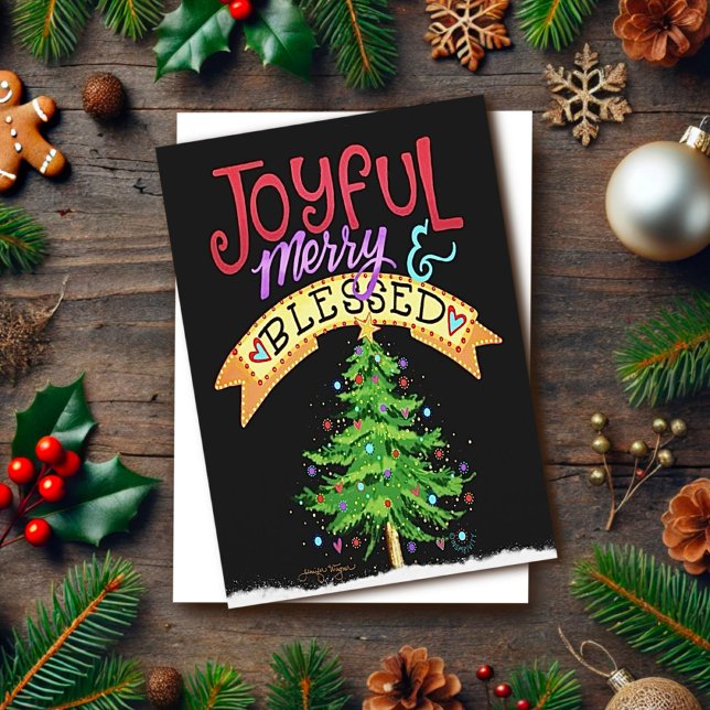 Joyful Merry Blessed Christmas Modern Inspirivity  Card (Creator Uploaded)