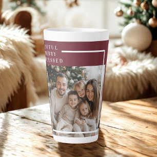 Joyful Merry Blessed Christmas Photo  Latte Mug