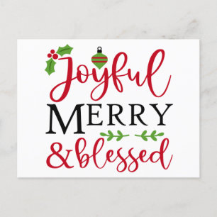 Joyful Merry & Blessed Holiday Postcard