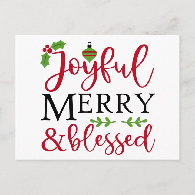 Joyful Merry & Blessed Holiday Postcard (Front)