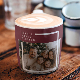 Joyful Merry Blessed Personalized Christmas Photo Espresso Cup