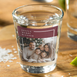 Joyful Merry Blessed Personalized Christmas Photo  Shot Glass